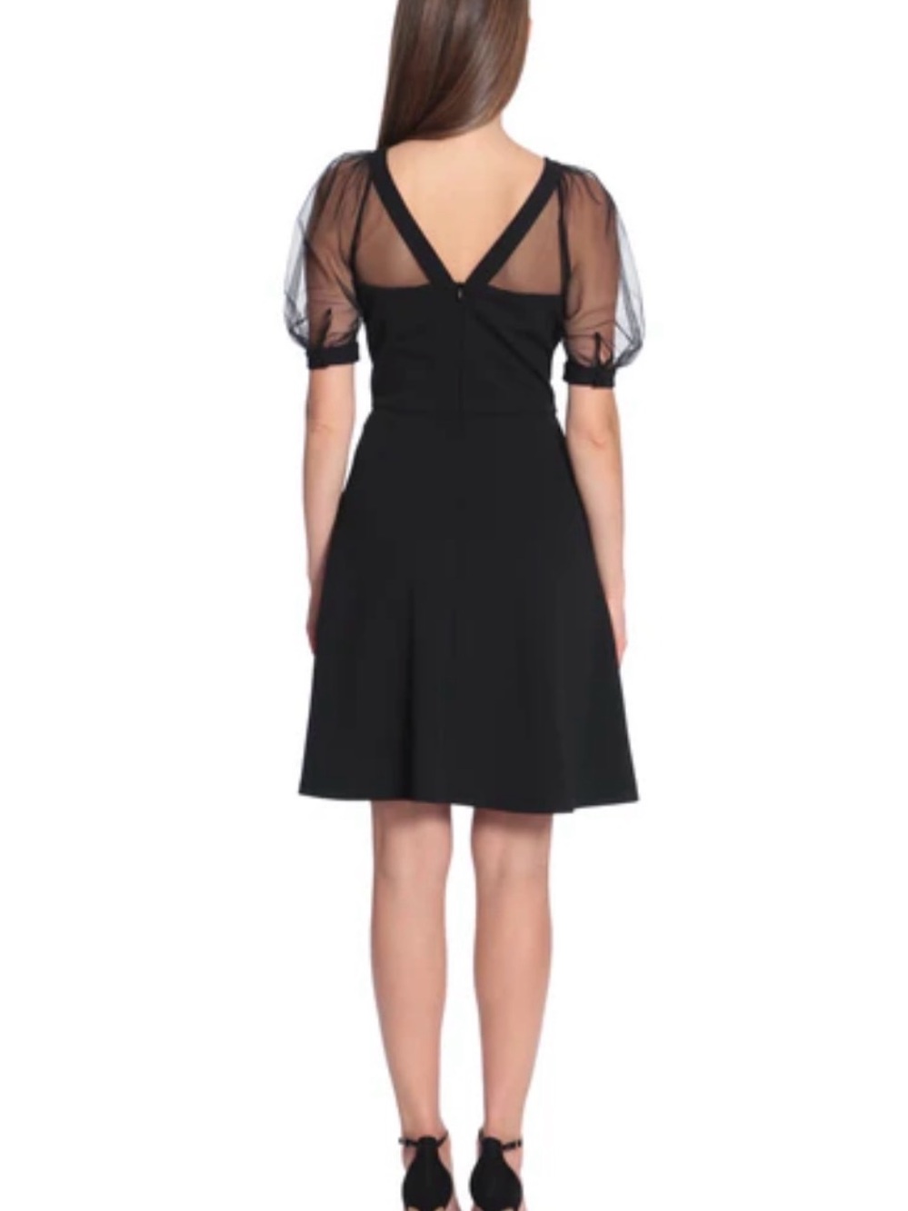Maggy London Lyra Illusion in Velvet black dress Midi Dress - Picture 9 of 13